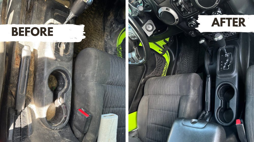 Before and after Jeep center console and seats